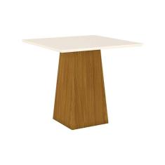 Imagem de Mesa para Cozinha Dora + Tampo Madeirado 90x90cm Nature/Off White - Henn