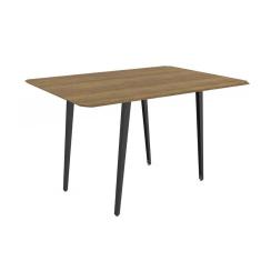Imagem de Mesa p/ Cozinha Iguaçu Aço c/ Tampo Madeirado 160x90cm Preto Fosco/Nogueira - Kappesberg