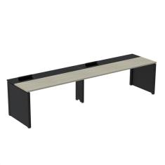Imagem de Mesa de Plataforma Simples para 2 Pessoas Corporativa 120x792/2p Pscpp120/792/2p Nogueira Casablanca/Preto