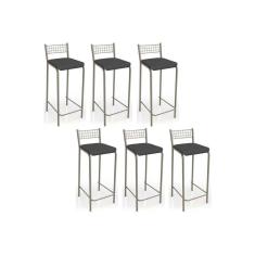 Imagem de Banqueta Gênova B705 Kit 6 Un Niquel/preto 110 - Kappesberg