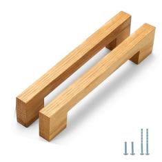 Imagem de Evionlin Burlywood Square 7-1/5.1 cm 8 peças puxadores de gaveta de madeira puxadores para armários gaveta de armário de cozinha puxa porta de armário