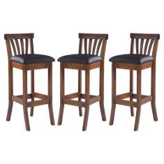 Imagem de Kit 3 Banquetas Alta Estofada Anthurium 36 x 100 Cm Madeira Maciça Imb