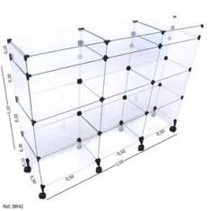 Imagem de Balcão de Atendimento Modulado em Vidro com Rodízios - 1,50 x 1,10 x 0,30