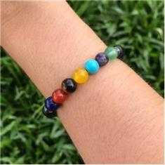 Imagem de Pulseira Masculina Pedra Ágata Matte e 7 Chakras