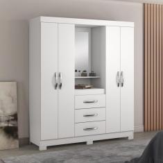 Imagem de Guarda-roupa Casal Com Espelho 4 Portas 3 Gavetas Branco