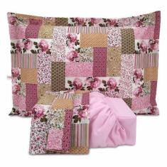 Imagem de Jogo De Lençol Casal Padrão Elástico Fronha Abas Algodão Pol 3 Peças -