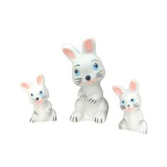 Imagem de Miniatura Familia De Coelho Em Pé Porcelana Feliz Pascoa - Decore Casa