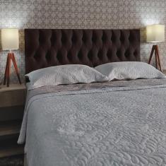 Imagem de Cabeceira Cama Queen Capitonê Vintage Suede Marrom 60 rbl