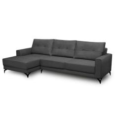 Imagem de Sofá 5 Lugares Heros com Chaise Esquerdo Veludo Chumbo