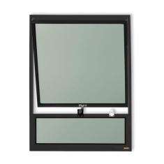 Imagem de Janela de Alumínio Maxim-Ar com Bandeira 80x60cm Vidro Mini Boreal Plus Brimak Preto