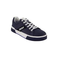 Imagem de DKNY Tênis masculino com sola de borracha e bico redondo com cadarço, Azul marino, 39