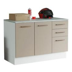 Imagem de Balcão Multiuso 120cm 2 Portas 3 Gavetas Branco/crema Agata Madesa