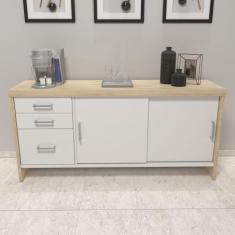 Imagem de Balcão Tamburato Com Gavetas Artany Cor Carvalho Com Branco