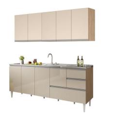 Imagem de Balcão Para Pia De 2,00 Mt Maceió E Aéreo Modulado 5 Portas Amendoa Of