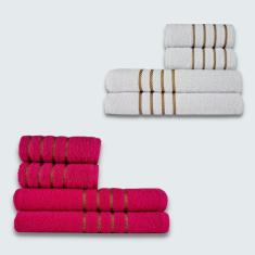 Imagem de Jogo De Toalhas 8 Pe? A Cole??O Montreal 100% Algod? O Branco + rosa