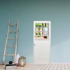 Imagem de Porta Basculante Lambril de Alumínio 210 X 70cm Linha 25 Lado Direito Esquadrias Bergame Branco