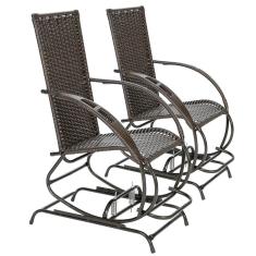 Imagem de 2 Cadeira Balanço Com Mola Texas Fibra Sintetica Varanda Área Jardim Pedra Ferro