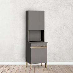Imagem de Paneleiro 2 Portas 4 Prateleiras 193x60cm Cozinhas Compactas Kits Paraná Gris