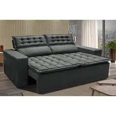 Imagem de Sofá Retrátil e Reclinável Cama Inbox Slim 1,50m Tecido Suede Velusoft Cinza
