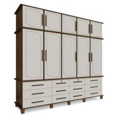 Imagem de Guarda Roupa Roupeiro De Casal Begônia 5 Portas Malbec/Off White - Lua