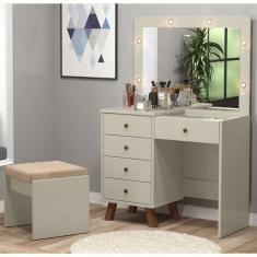 Imagem de Penteadeira Camarim 05 Gavetas Mel Off White Com Banqueta - Patrimar