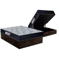 Imagem de Cama Box Baú Casal: Colchão Anatômico Orthoflex Foggia Sogni Unic Face + Base CRC Suede Brown (138x188)