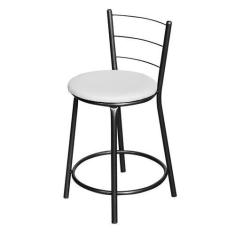 Imagem de Banqueta Baixa Para Cozinha Epoxi Craqueada Assento Estofado - Lamar D