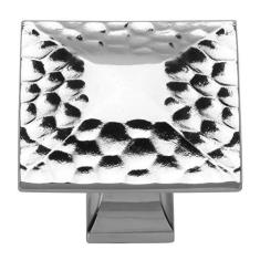 Imagem de Hickory Hardware P2172-CH Craftsman Collection puxador martelado quadrado, cromado, 3,5 cm de diâmetro