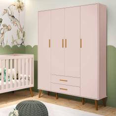 Imagem de Guarda Roupa Infantil 4 Portas Isis Rosa