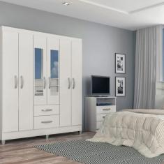 Imagem de Guarda Roupa Casal Real 6 Portas 2 Gavetas com Espelho Barcellona