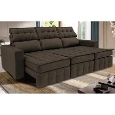 Imagem de Sofá Retrátil e Reclinável 2,50m Molas Ensacadas e Costura Tripla Cama Inbox Nobre Suede Café