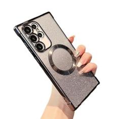 Imagem de ZTOFERA Capa magnética para Samsung Galaxy S22 Ultra 5G com glitter gradiente, [compatível com MagSafe] Capa protetora de TPU à prova de choque para mulheres e meninas, capa protetora de TPU à prova