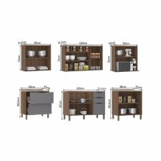 Imagem de Cozinha Completa 6 Peças Gavetões Sem Tampo Aspen Luciane Móveis Vanilla/cinza Puro