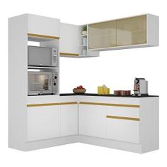 Imagem de Armário de Cozinha Completa de Canto com Rodapé Veneza Multimóveis V2098 Branco/dourado