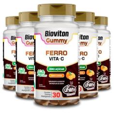 Imagem de Kit 5 Gummy Ferro + Vitamina C Sabor Laranja Unilife 30 Gomas
