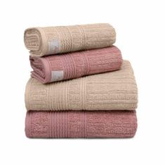 Imagem de Jogo Toalha De Banho 4 Peças Sonata Fio Penteado Appel Rosa Místico-nozes