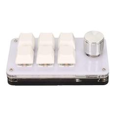 Imagem de Dpofirs Mini teclado com botão, luz RGB, interruptor azul, conexão com fio, plug and play, faça você mesmo programável, teclado mecânico, 6 teclas, portátil, adequado para escritório, jogos, música, mídia