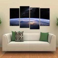 Imagem de Quadro Paisagem Da Terra Vista Do Espaço Em Tecido 4 Peças 1