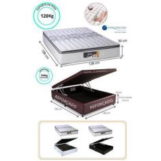 Imagem de Conjunto Cama Box Baú Casal + Colchão Sankonfort Doss Molas Ensacadas