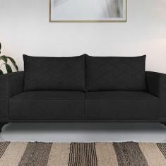 Imagem de Sofá Eliot 3 Lugares 220 Cm Linho Boucle Preto