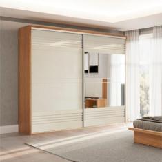 Imagem de Guarda Roupa De Casal Com Espelho 267X238cm Freijó Off White Dalla Cos