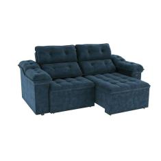 Imagem de sofá 4 lugares retrátil e reclinável sierra molas veludo azul marinho 265 cm
