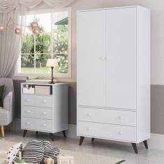 Imagem de Quarto de Bebê Completo Roupeiro 2 Portas 2 Gavetas com Cômoda 3 Gavet