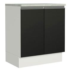 Imagem de Balcão de Cozinha Madesa Glamy 70 cm 2 Portas - Branco/preto