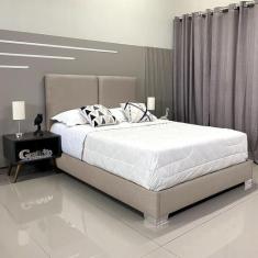 Imagem de Cama Tradicional Estofada Módena Linho Bege Rbl King 1,95 X 2,05