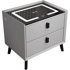 Imagem de Mesa de cabeceira inteligente Armário de cabeceira com gavetas Mesa de cabeceira LED, mesa de cabeceira branca com 2 gavetas, mesa de cabeceira com estação de carregamento, mesa moderna, alt