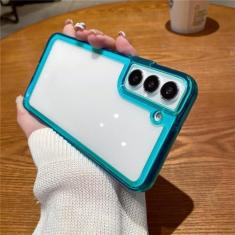 Imagem de Capa luxuosa transparente à prova de choque para Samsung S24 S23 S22 S21 FE Plus Ultra 5G A12 A32 A52 A72 4G A33 A53 A73 A13 Capa de cristal, azul, para A53 5G