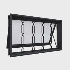 Imagem de Janela de Aço Maximo Ar com Grade Mosaico 60x100x12cm Facilitá Lucasa