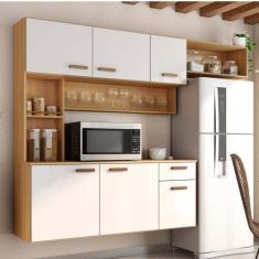 Imagem de Armário de Parede com Balcão Cozinha Compacta Suspensa Manu Poliman Mo