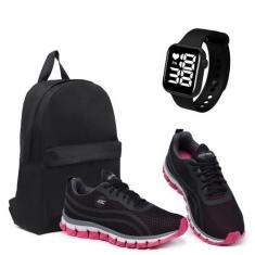 Imagem de Tênis Feminino Para Corrida + Mochila Prática + Relógio Digital Quadra